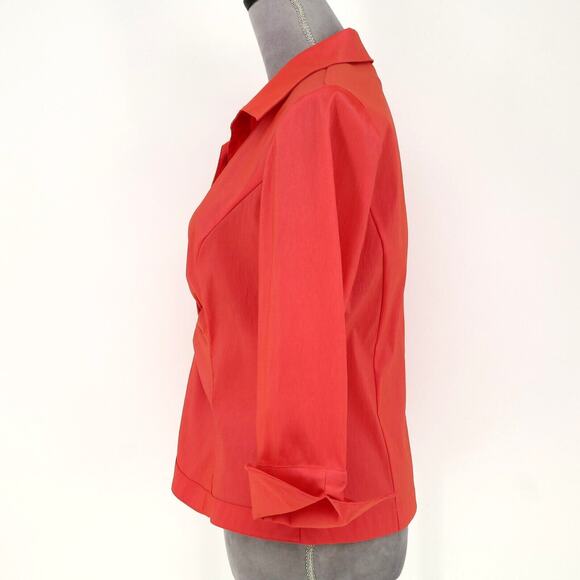 Jackie Jon Top Womens 10 Orange Ruched Front Rhinestone Buttons Back Zip Formal - Picture 12 of 13